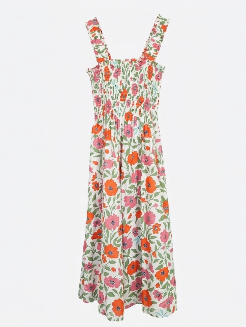 Kate Spade New York Bloom Smocked Ruffle Floral Print Sleeveless Dress Size XS